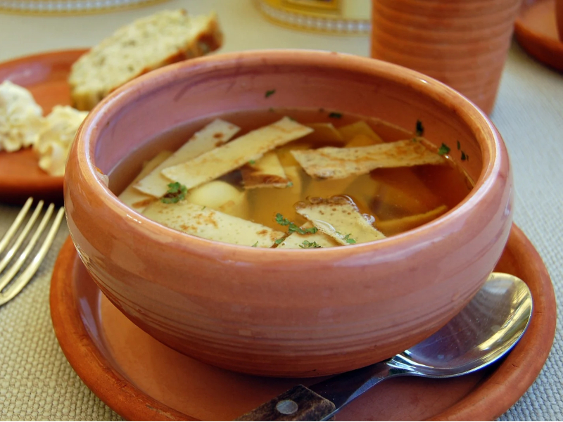 soup with pancakes