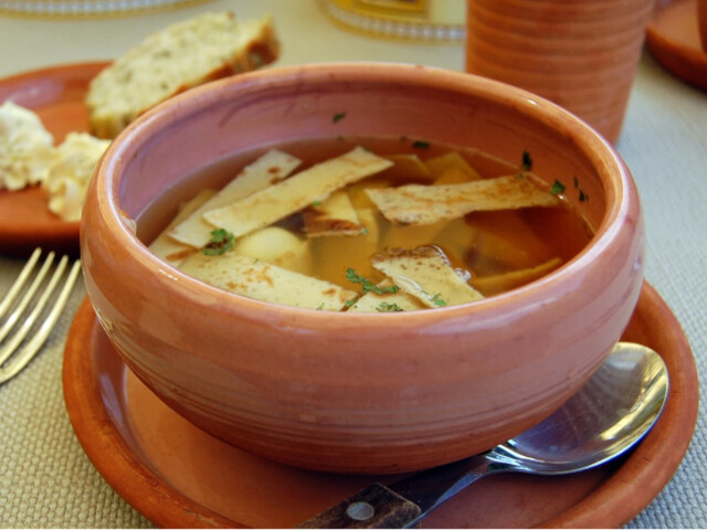 soup with pancakes